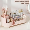 thumbnail image 3 of Pink Rotating Vanity Organizer with Brush Holder - Large Spinning Cosmetic Storage, Countertop Makeup & Skincare Organizer, Perfume & Lotions Display Case, 3 of 7