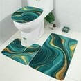 thumbnail image 2 of Teal Gold Marble Pattern Bathroom Rugs Sets 3 Piece,Toilet Cover Set,Absorbent Non Slip Bathroom Mats Sets with U-Shaped Contour Rug Toilet Rug Set, 2 of 5