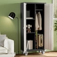 thumbnail image 4 of Bingirl Armoire de Rangement en Acier à 3 Niveaux avec Tubes de Suspension Armoire Verrouillable Roues, 4 of 5