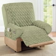 thumbnail image 2 of SURJDE Housse de Fauteuil Inclinable Matelassée Extensible avec Rangement Sauge, 2 of 2