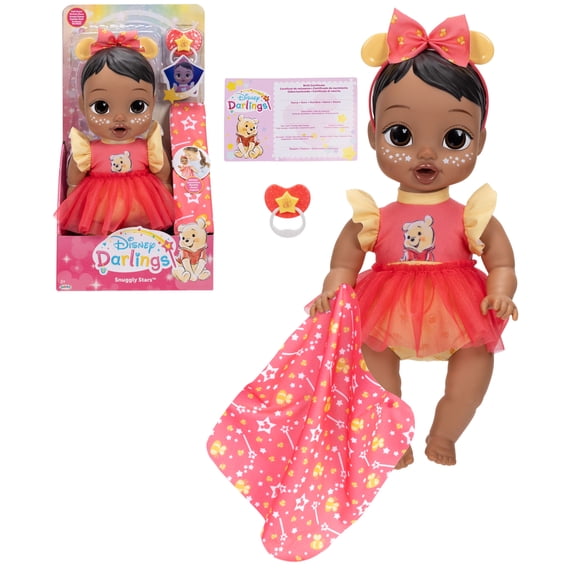 Disney Darlings Snuggly Stars Feature Baby Doll Inspired By Winnie The Pooh Dark Brown Hair, Brown Eyes