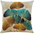 thumbnail image 5 of Fundas de almohada TANGJMXG paquete de 4 hojas verdes y doradas 18 X 18 pulgadas, 5 of 5
