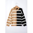 thumbnail image 3 of Women's Light French Beige Colorblock Oversized Crew Neck Sweater | [ZhiHiMeRi] | (US 4-6)S, 3 of 9