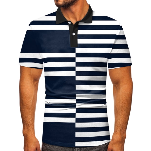 Gibobby Playera Polo Polo de piqué de algodón elástico de Manga Corta para Hombre(Marina,G)