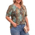 thumbnail image 2 of WellSize Plus Size Women Blouses Casual Button V Neck tunic tops Summer Short Sleeve Shirts, 2 of 7