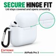 thumbnail image 6 of Entronix Silicone Case for AirPods Pro 3, Slim Protective Cover with Carabiner, White, 6 of 7