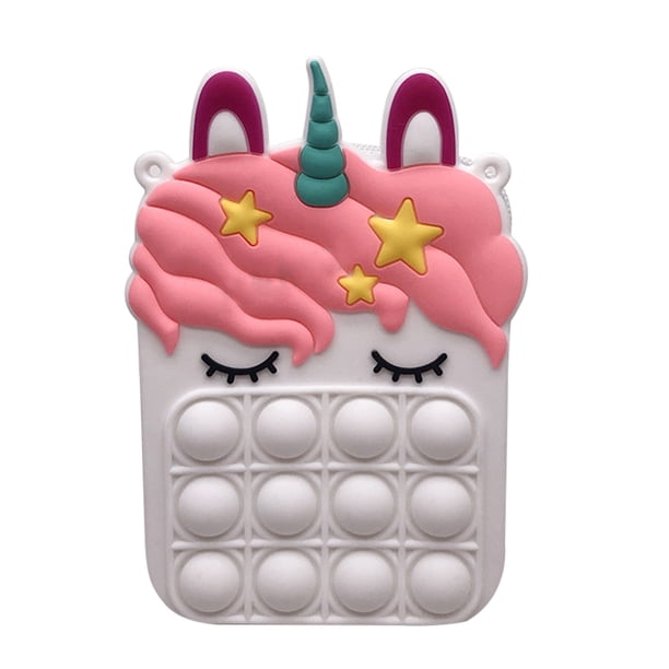 Sywqhk Niños Cuerno Lindo Caballo Empuje Burbuja Bolsa De Hombro Autismo Sensorial Juguete (Blanco) Sywqhk Para estrenar