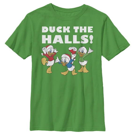 Boy's Mickey & Friends Christmas Duck The Halls Graphic Tee Kelly Green Small