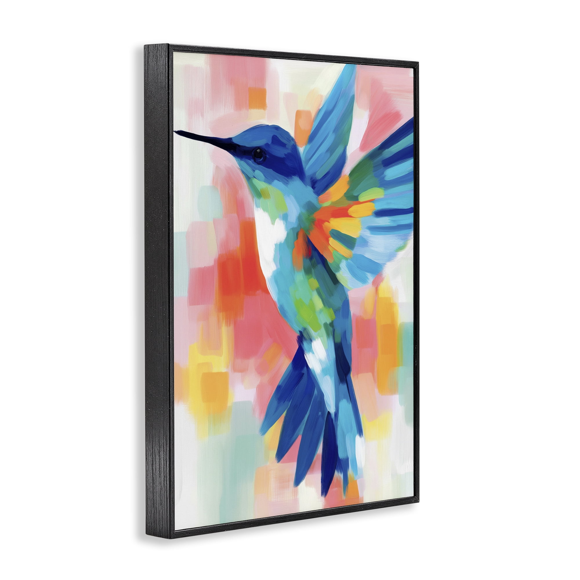 Stupell Industries Blue Hummingbird in Flight Black Framed Giclee Art, design by Chromatic Storm Studio