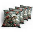thumbnail image 5 of Ambesonne Leopard Throw Pillow Cover 4 Pack, Roses Wild Animal on Clouds, 24", Grey Teal and Scarlet, 5 of 7