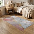 thumbnail image 2 of ODIKA 5'x7' Pink White Abstract Gradient Grey Washable Area Rug Cracked Stone Channels Shimmer Streaks Airy Composition Non-Slip, Low Pile, Stain Resistant for Guest Room, Lounge, Apartment, 2 of 7