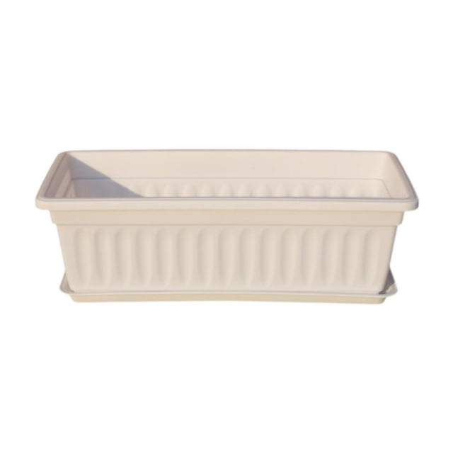 GROWTH TANK 17 Inches Flower Window Box with Tray for Balcony Indoor Outdoor Plants Yard white