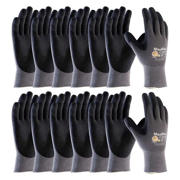 ATG MaxiFlex Ultimate Micro-Foam Nitrile Grip Gloves 34-874/S Black/Gray 24 Pair Small