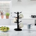 thumbnail image 5 of Mug HangerTre, Coffee Cup Holder with 6 Hooks, Wood Coffee Mug Holder for Counter, Coffee Bar Accessories and Decor,Coffee Organizer Station (Balck), 5 of 7