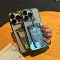 thumbnail image 4 of Chrome Case for Women/Girls, Glitter Quicksand Cup Plating Camera Protection Clear Case for iPhone Compatible with iPhone 15, Black, 4 of 7