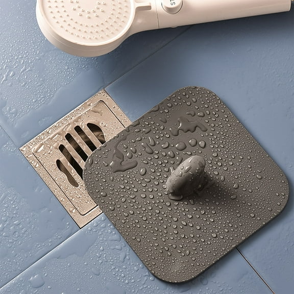 Shower Drain Cover Tub Stopper,Sewer Anti-Odor Mat Deodorizing Drain Plugs for Kitchen,Bathroom and Laundry(5.9x5.9 inch) Gray