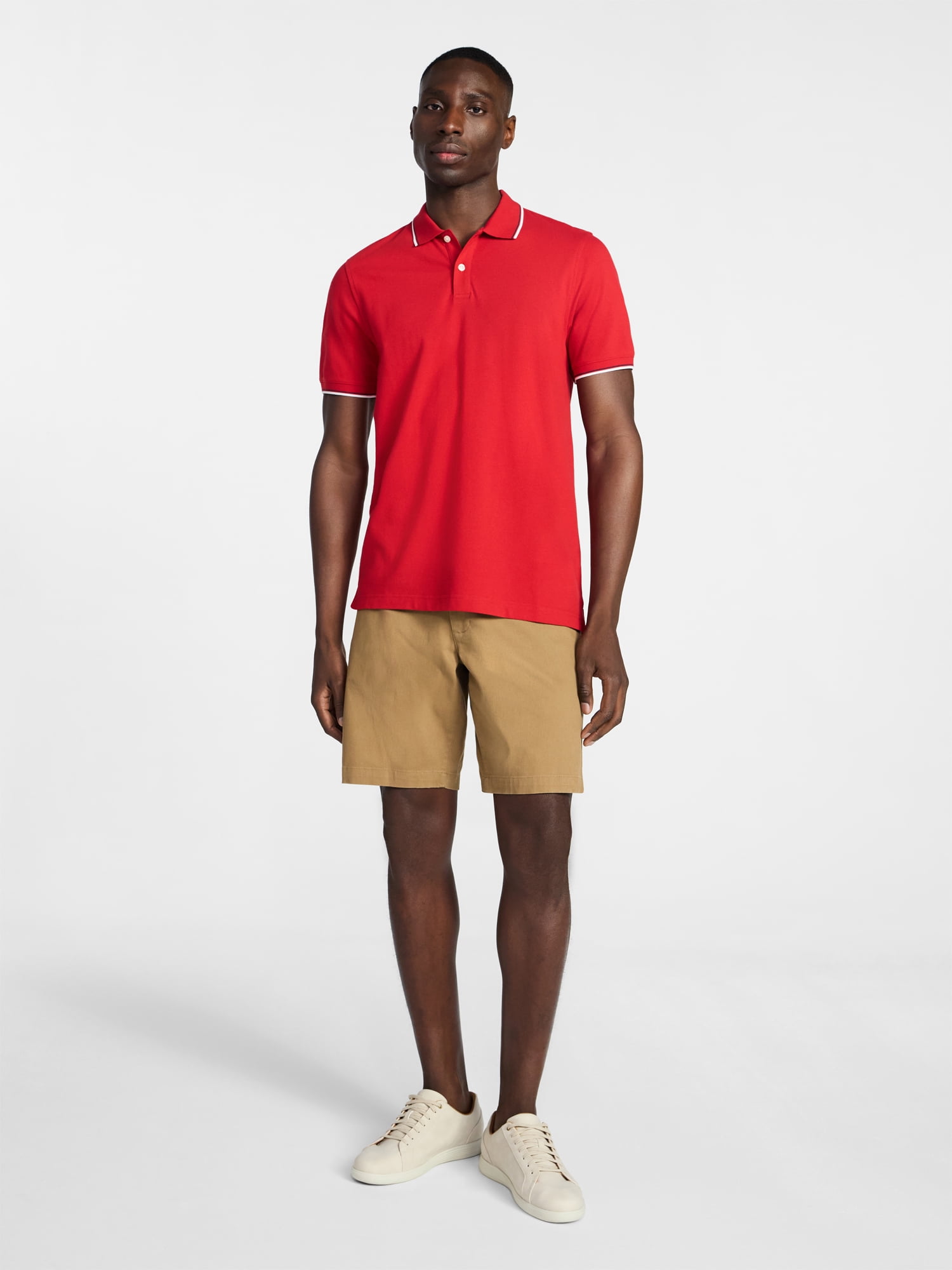 George Men's and Men's Big & Tall Tipped Pique Polo Shirt with Short Sleeves, Sizes XS-5XL, LT-3XLT
