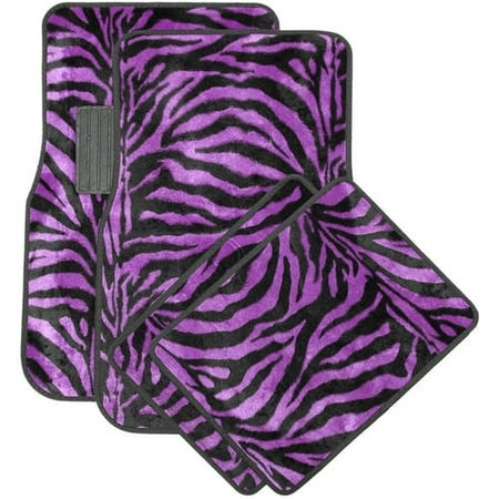 OxGord Front & Back Seat Zebra/Tiger Stripe Carpet Mats for for Car/Truck/Van/SUV