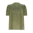 thumbnail image 4 of Itsame Short Sleeved Shirt Summer Womens Printed T-Shirt Casual Tops Round Neck Blouses Army Green Size XL, 4 of 5
