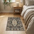 thumbnail image 3 of ODIKA 2'x3' Washable Doormat Hallway Boho Distressed Damask Vintage Ornamental Border Ornate for Entryway, Kitchen, Laundry Room, Non-Slip, Low Pile, 3 of 7