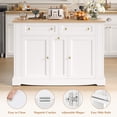 thumbnail image 5 of Homfa Mobile Kitchen Island with Rubberwood Countertop, 3 Drawer 2 Door Kitchen Cart with Drop Leaf and Casters for Kitchen Dining Room, White, 5 of 9