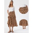 thumbnail image 2 of DARING DIVA Women's Floral Maxi Skirt Elastic High Waist A Line Skirts X-Small Brown, 2 of 6