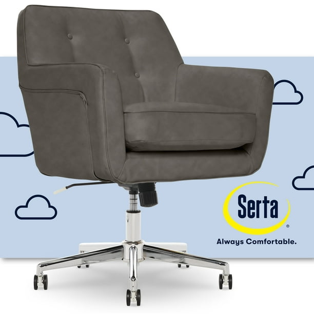 Serta Ashland Bonded Leather Mid Back Home Office Chair with Arms, 250