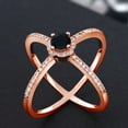 thumbnail image 3 of Gem Stone King 1.29 Ct Round Black Onyx 18K Rose Gold Plated Silver Criss Cross X Ring (Size 5), 3 of 5