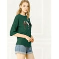 thumbnail image 4 of INSPIRE CHIC Woman's Drop Shoulder 3/4 Sleeves Horse Print Loose Tops, 4 of 4