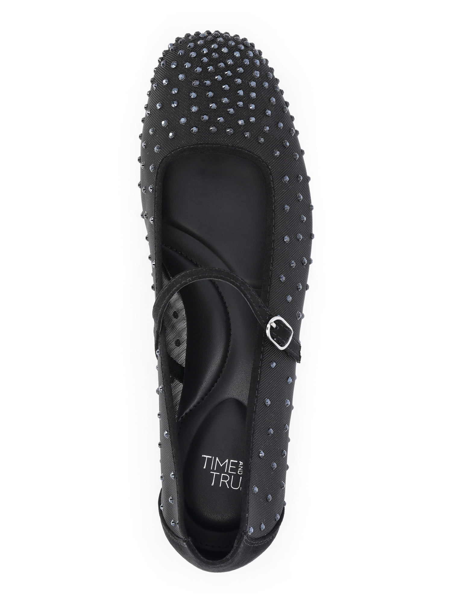 Time and Tru Women's Rhinestone Mary Jane Flats