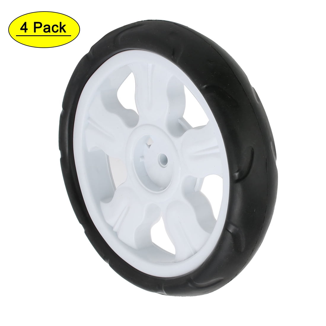 4pcs 190mm Dia Plastic Single Wheel  Pulley Rolling Roller White 8x25mm