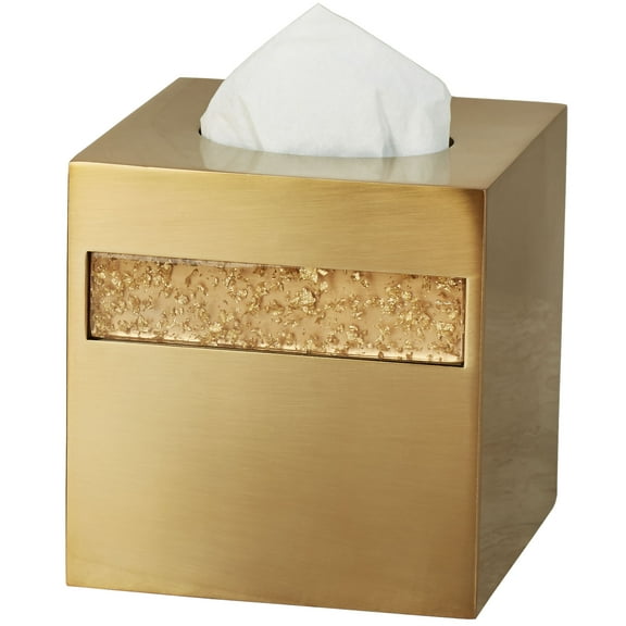 Enlighten Tissue Cover Gold, Made of Metal and Resin, Metallic Foil Flakes 6 Inch Cube
