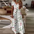 thumbnail image 2 of 2023 Elegant Summer Holiday Maxi Dresses For Women Elegant V Neck Short Sleeve Lace Patchwork Flower Print Dress BohoL Gao Jinjia LED, 2 of 2