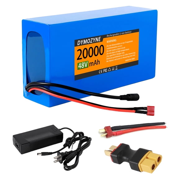 48V20Ah universal lithium battery, 30A battery management system and waterproof polyethylene casing , compatible with XT60 and T-junction plugs , supports 150-1000W motors