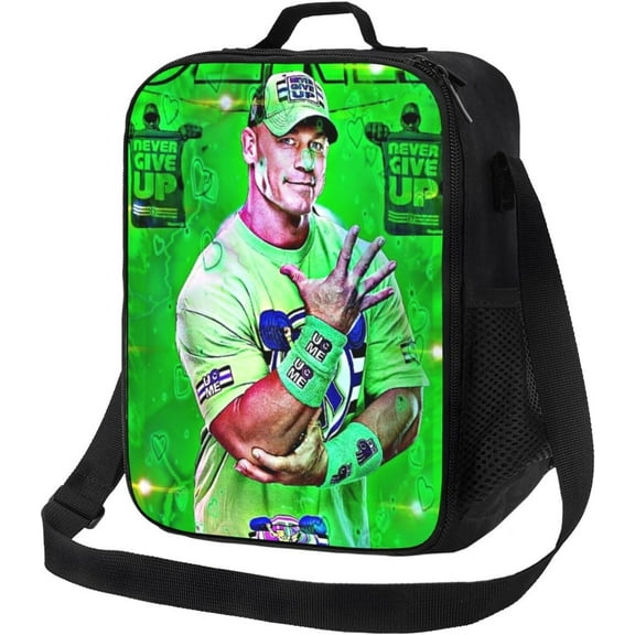 Wrestling Insulated Lunch Box John Cena Printed Lunch Bag Work Reusable Lunch Bag for Work Travel Sport Beach Picnic Wrestling Fan Gift Black
