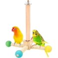 thumbnail image 2 of Tanglewen Spinning Bird Perch Stand Toy Natural Wood Interactive Exercise Wheel Parrot Perch Toys Bird Rotating Perch for Bird Parrot Parakeets Budgies Lovebirds Finch Conures (4 Stands)-G, 2 of 11
