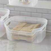 Mainstays Medium Open Bin, Clear Plastic Scoop-Front Easy Access Storage Bin, 8 Pack