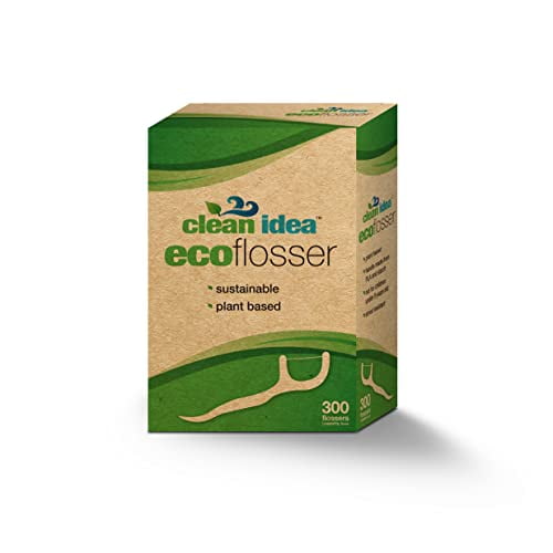 Clean Idea EcoFlosser - 300 Picks - Biodegradable Floss Pick - Dental Floss Picks - Plant Based - Sustainable - Eco Friendly - Floss Stick