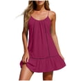 thumbnail image 2 of Axiiglly Mini Dresses for Women V Neck Ruffle Hem A Line Sleeveless Summer Spaghetti Strap Dress with Lace Detail, S-2XL, 2 of 7
