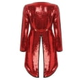 thumbnail image 2 of iiniim Women's Circus Ringmaster Costumes Sparkle Sequin One-Button Magician Dress Tailcoat Jacket RedA L, 2 of 7