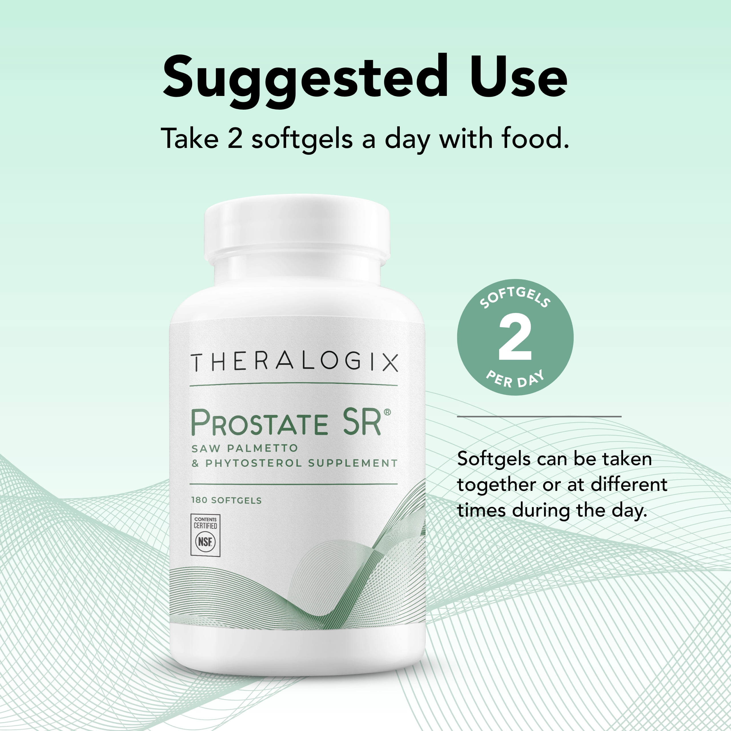Theralogix Prostate SR Saw Palmetto & Beta-Sitosterol Supplement - Supports Healthy Urinary Tract Function in Men* - 90-Day Supply - NSF Certified - 180 Softgels