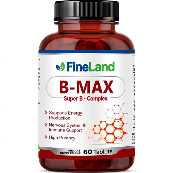 Fineland Vitamins B-Complex Vitamin B-MAX Supports Energy Production 60 Tablets