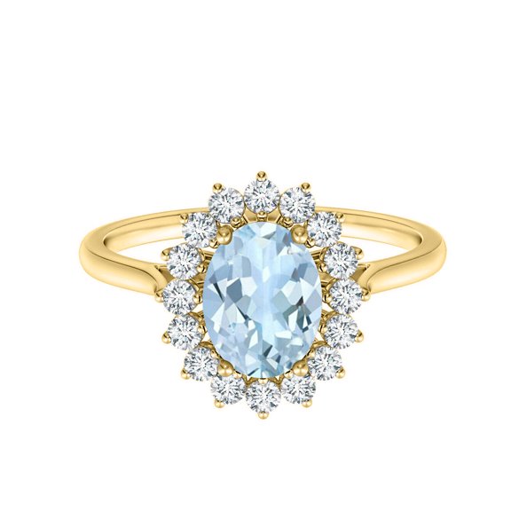 925 Sterling Silver Gold Finish Blue Topaz Solitaire Christmas Ring