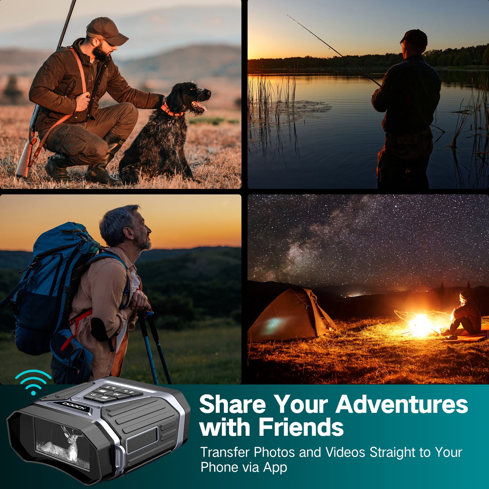 Night Vision Goggles - 4K Infrared Digital Binoculars with Full Color in Low Light, 32GB Memory Card, 5200mAh Rechargeable Battery, WiFi Connect & GPS Function for Hunting, Camping, and Fishing