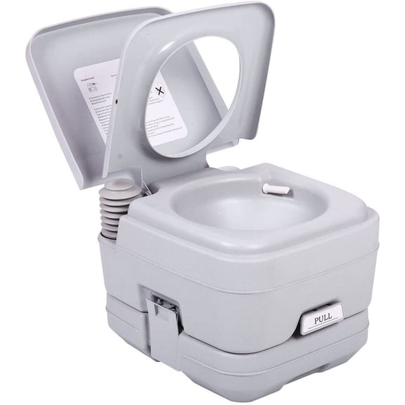 GlowPlume 2.6 Gallon Outdoor Portable Toilet for RV Travel, Camping, Boating & Car, Leak-Proof Cassette Toilet, Grey