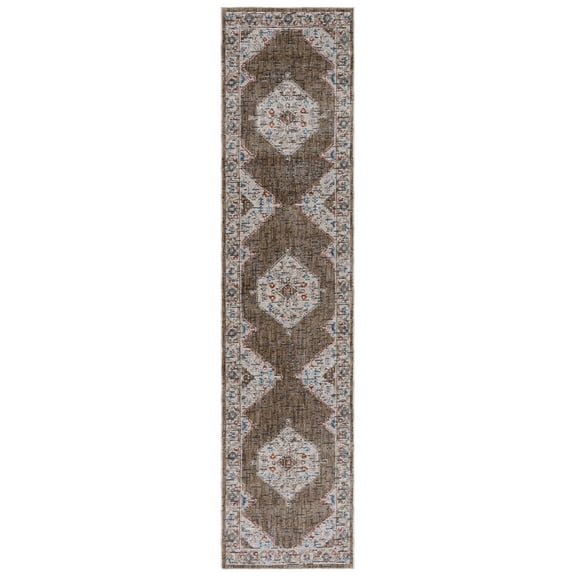 SAFAVIEH Sierra Vana Medallion Runner Rug, Ivory/Olive Green, 2'3" x 9'