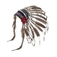thumbnail image 4 of Tocado indio nativo americano ajustable para fiestas temáticas, para hombres y mujeres Marrón, 4 of 8