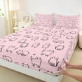 thumbnail image 3 of Manfei Girly Pink Cartoon Twin Sheet Sets for Teen, Kawaii Kitten Animal Twin Fitted Sheet, Cute Cat Flat Sheet, Super Cozy Room Decor, 3-Piece, 3 of 7