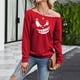 thumbnail image 2 of Moda mujer impreso manga larga o-cuello señoras camiseta sudadera Tops Fridja  ghj987+1590, 2 of 9