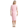 thumbnail image 2 of Yartina Womens Floral Lace Bodycon Crew Neck Short Sleeve Cocktail Party Midi Pencil Dress Clubwear Pink 5XL, 2 of 4